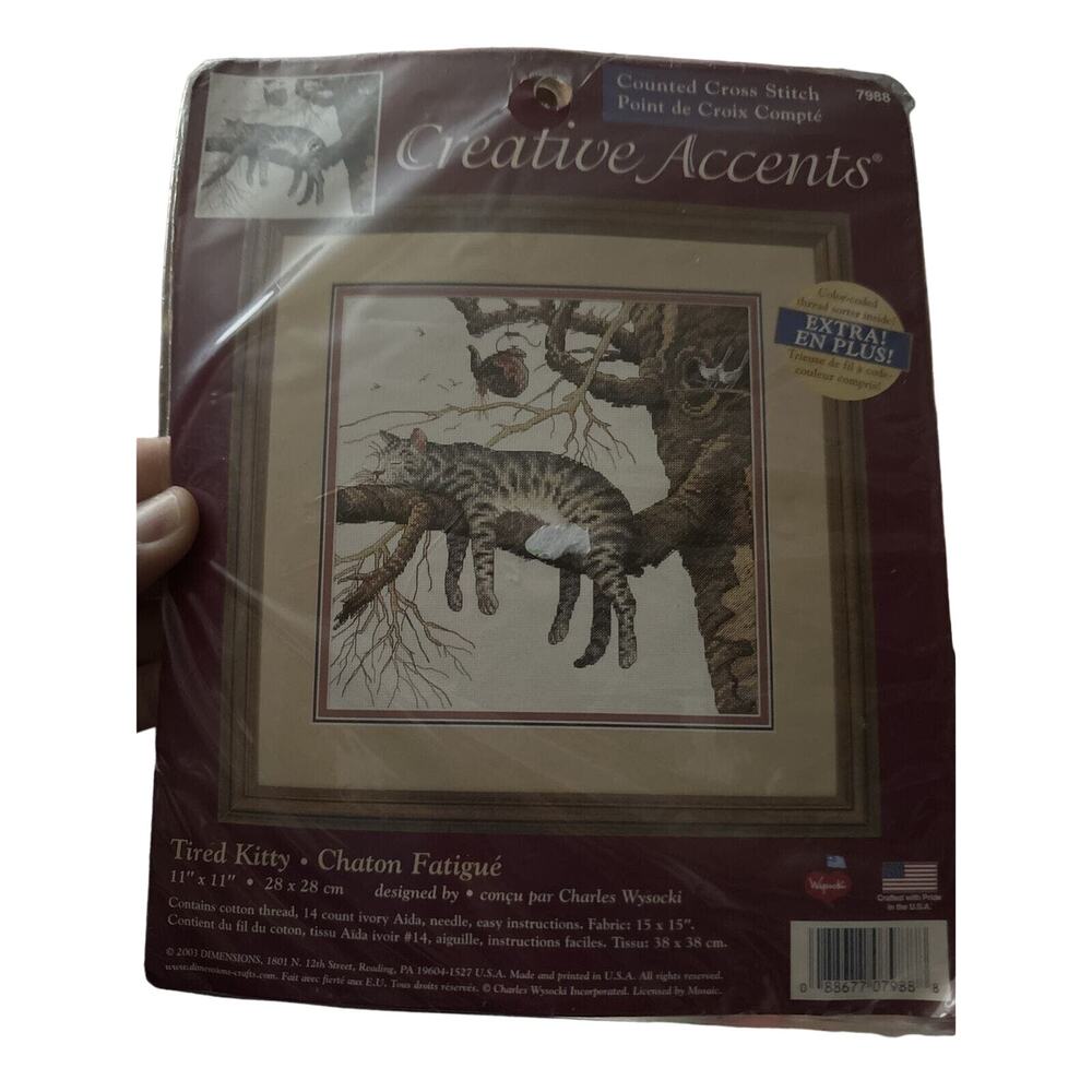 Creative Accents Tired Kitty By Charles Wysocki Counted Cross Stitch Kit